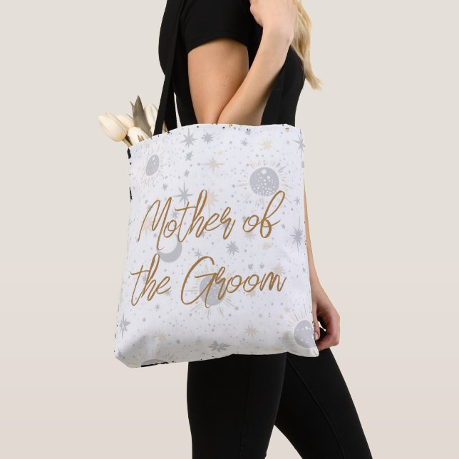 Tote Bag Mère céleste noire et dorée du marié (De près)