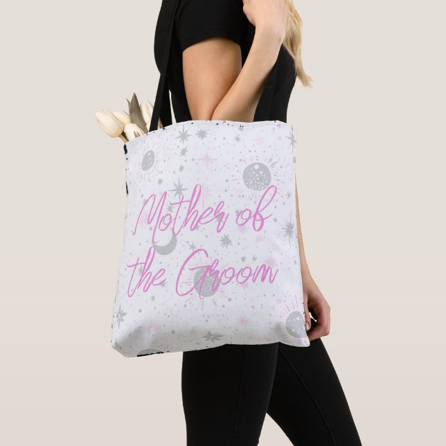 Tote Bag Mère céleste noire et rose du marié (De près)