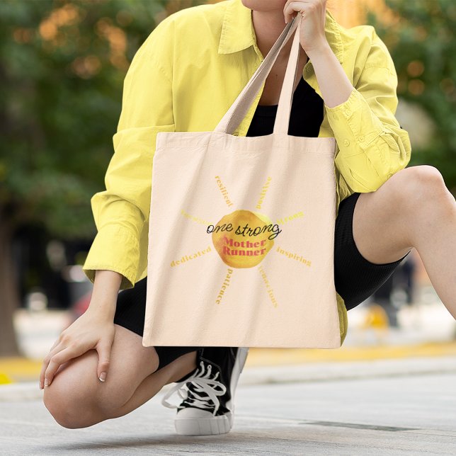 Tote Bag Mère coureuse Yellow Sunshine Aquarelle personnali (Créateur téléchargé)