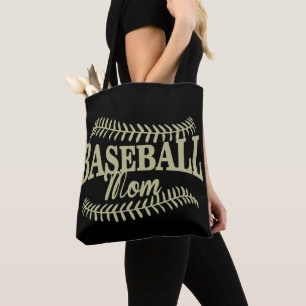 Tote Bag Mère de baseball Gold sur Black