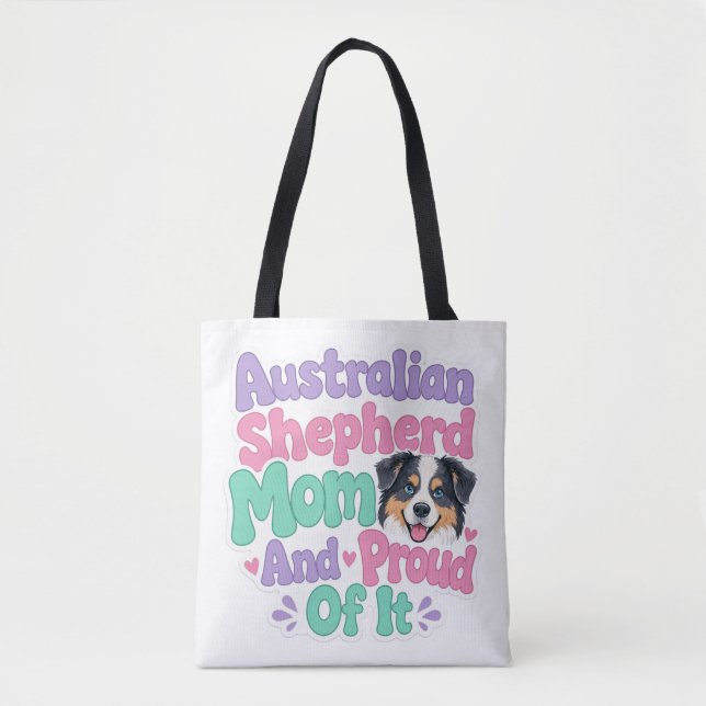 Tote Bag Mère de Berger Australien et fière Mignonne Drôle  (Devant)