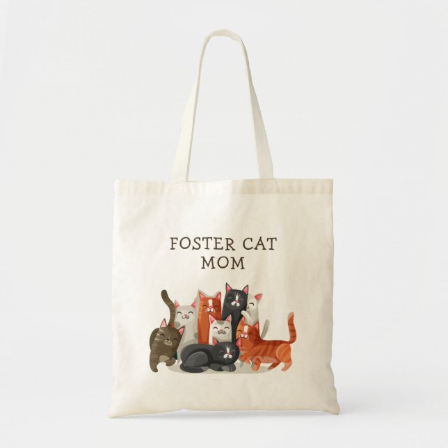 Tote Bag Mère de chat d'accueil Chats mignons Personnalisés (Devant)