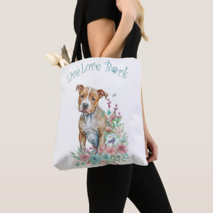 Tote Bag Mère de chien Staffordshire Terrier Floral