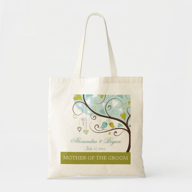 Tote Bag Mère de la faveur verte et bleue de marié (Devant)