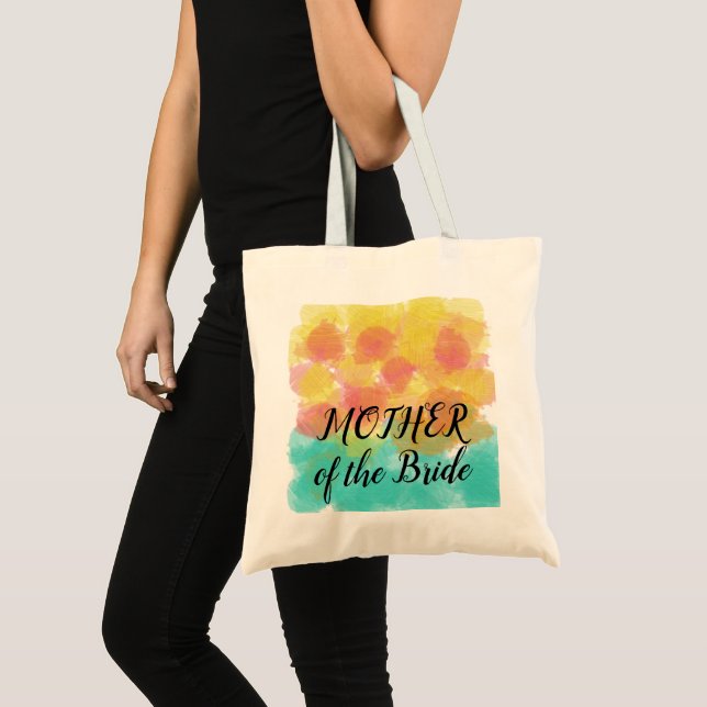 Tote Bag Mère de la mariée aquarelle jaune rose bleu (Devant (produit))