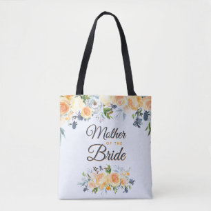 Tote Bag Mère de la mariée bleu marine corail pêche floral
