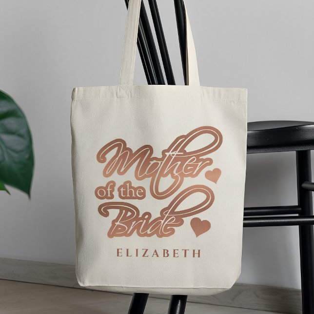 Tote Bag Mère de la mariée Elégant Gold Rose Coeur (Créateur téléchargé)