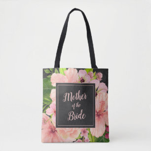 Tote Bag Mère de la mariée Floral tropical rose et pêche