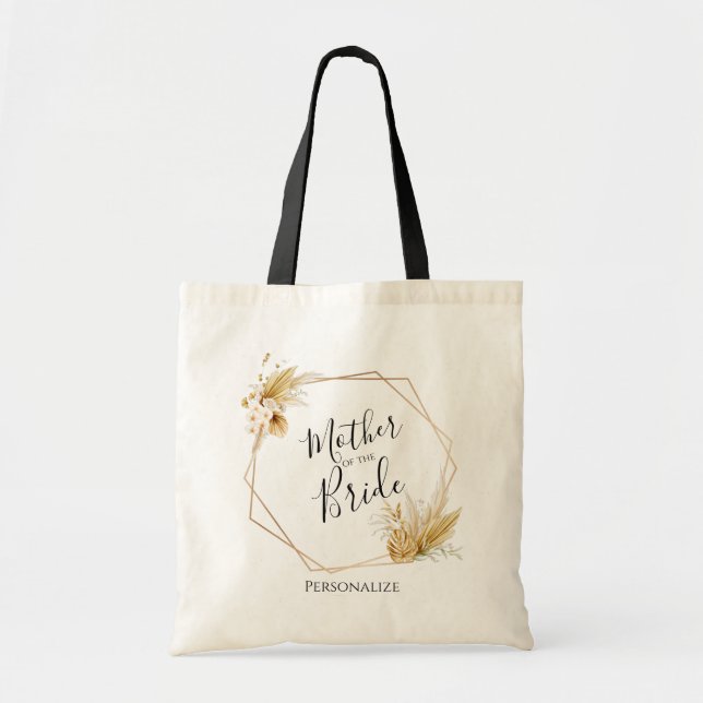 Tote Bag Mère de la mariée - Gold Tropical Floral (Devant)