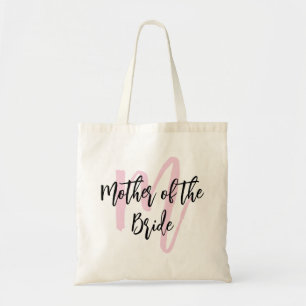 Tote Bag mère de la mariée, monogramme rose minimaliste
