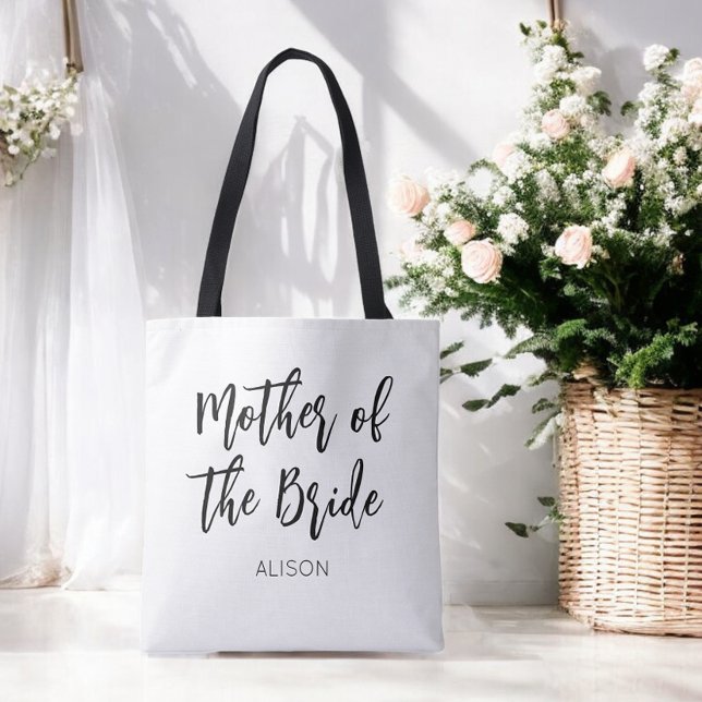 Tote Bag Mère de la mariée noir blanc mariage  (Créateur téléchargé)