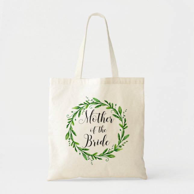 Tote Bag Mère de la mariée. Peinture aquarelle verdure mari (Devant)