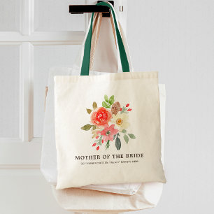 Tote Bag Mère de la mariée Printemps Floral rose rouge blan
