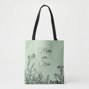 Tote Bag Mère de la Mariée Sage Doodle Fleur Sauvage