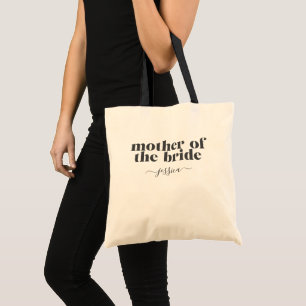 Tote Bag Mère de la mariée simple moderne personnalisé noir