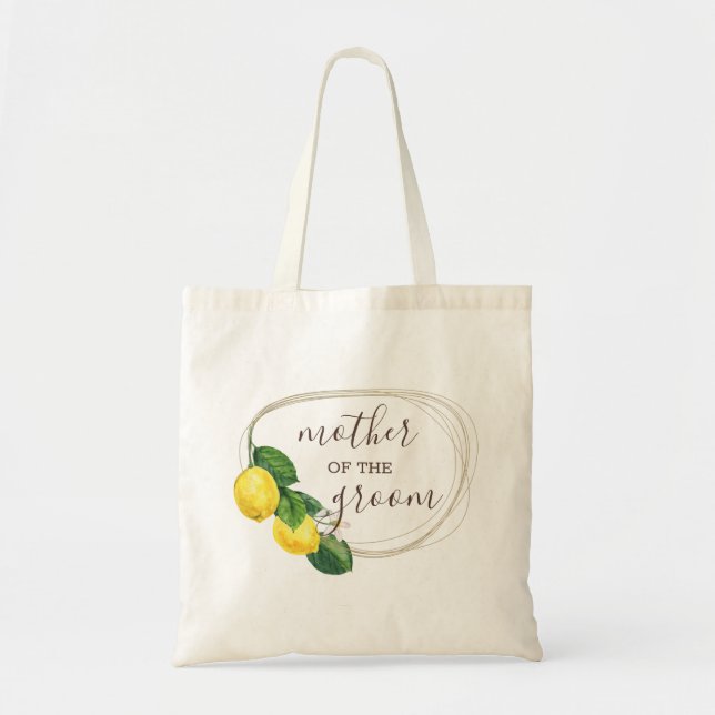 Tote Bag Mère du marié. Aquarelle mariage au citron (Devant)