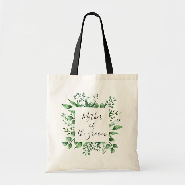 Tote Bag Mère du marié. Mariage à la verdure aquarelle (Devant)