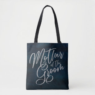 Tote Bag Mère du marié Monogramme bleu foncé Lustre Navy