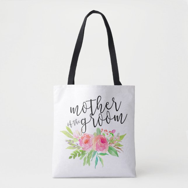 Tote Bag mère du marié rose floral (Devant)