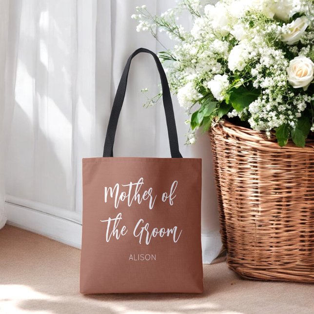 Tote Bag Mère du Marié Terracotta Marron Blanc  (Créateur téléchargé)