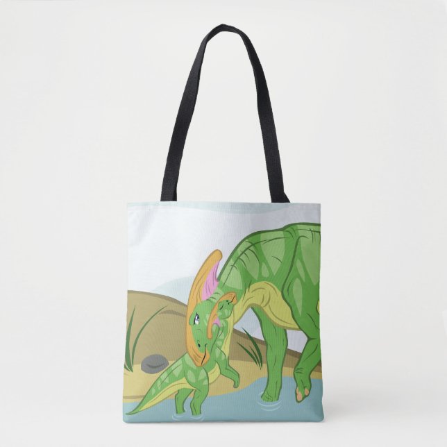 Tote Bag Mère et bébé parasaurolophus (Devant)