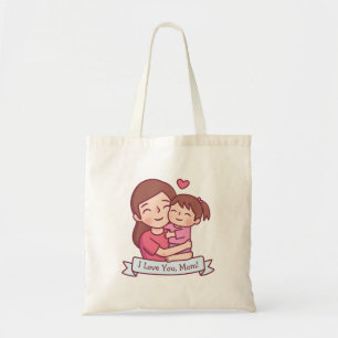 Tote Bag Mère et enfant, je t'aime maman, fête des mères