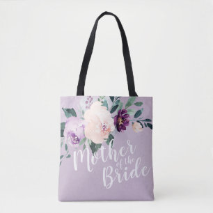Tote Bag Mère fleurie violette personnalisée de la mariée