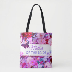 Tote Bag Mère fleurie violette personnalisée de la Mariée