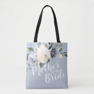 Tote Bag Mère florale bleu poussiéreuse personnalisée de la