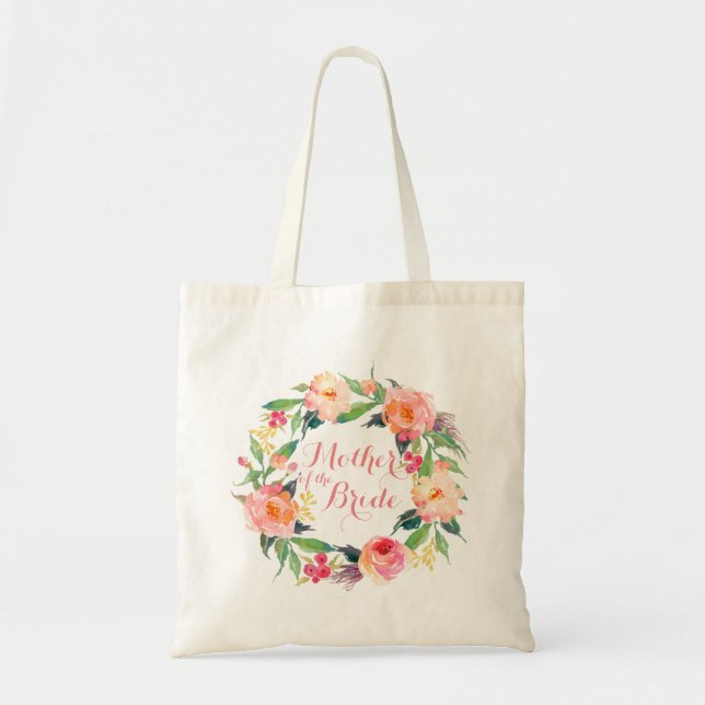 Tote Bag Mère florale de guirlande d'aquarelle chic de la (Devant)