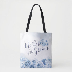 Tote Bag Mère florale personnalisée bleue du marié
