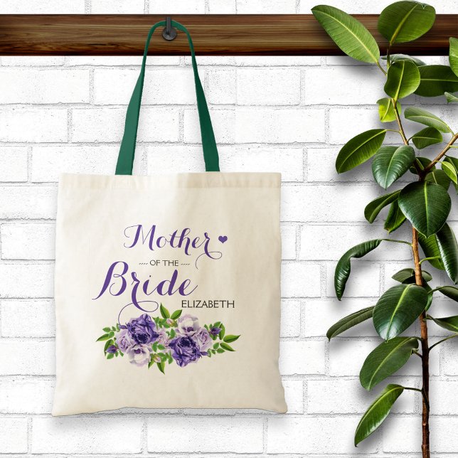 Tote Bag Mère florale pourpre de la mariée (Créateur téléchargé)