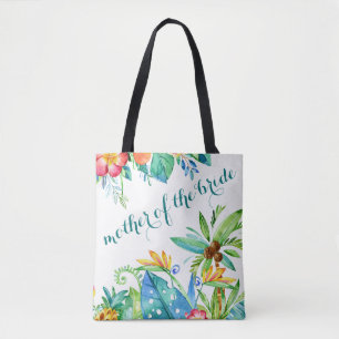 Tote Bag Mère florale tropicale de la jeune mariée