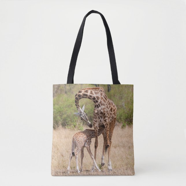 Tote Bag Mère girafe et bébé au Kenya (Devant)