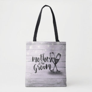 Tote Bag Mère mariage de la chambre Champagne Verres Bois