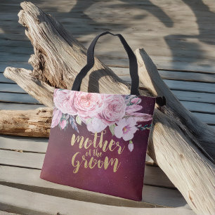 Tote Bag Mère mariage de la chambre Floral Bourgogne Rouge