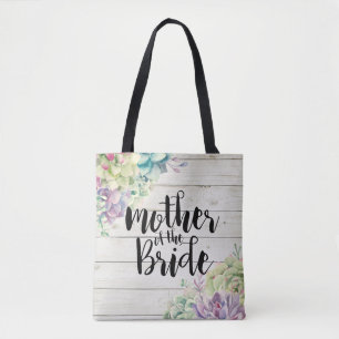 Tote Bag Mère mariage de la mariée Succulents Bois rustique