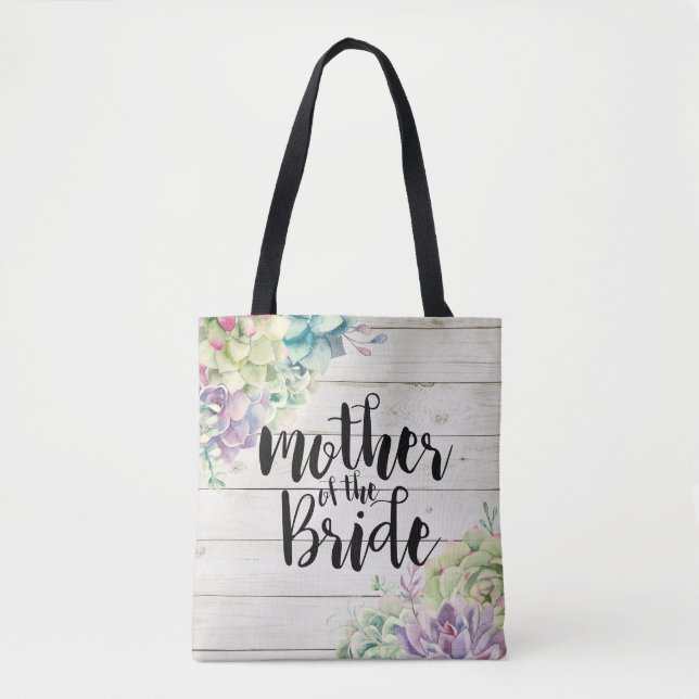 Tote Bag Mère mariage de la mariée Succulents Bois rustique (Devant)