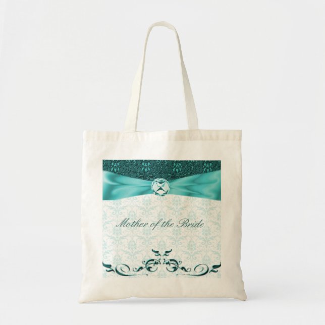 Tote Bag Mère turquoise victorienne de damassé du sac/de (Devant)