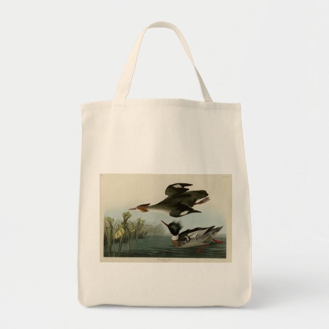 Tote Bag Merganser à poitrine rouge, les oiseaux d'Amérique (Devant)