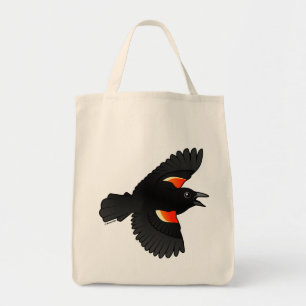 Tote Bag Merle à ailes rouges volant