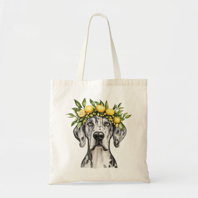 Tote Bag Merle Great Dane Chien Lemon Crown (Devant)