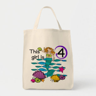 Tote Bag Mermaid 4th Birthday Tshirts and Gifts