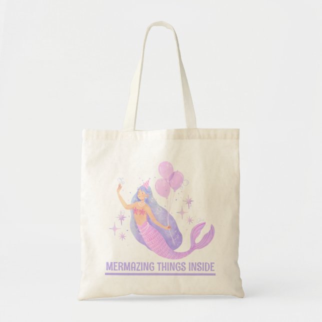 Tote Bag Mermaid Birthday Girl 1st Under the Sea Party (Devant)
