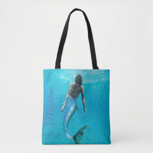 Tote Bag Mermaid Bleu Océan Été Moderne Design