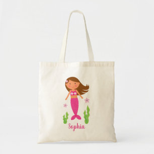 Tote Bag Mermaid Girl Peau moyenne, cheveux Brown légers