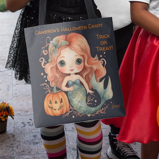 Tote Bag Mermaid Halloween bonbon Trou ou traitement (Créateur téléchargé)