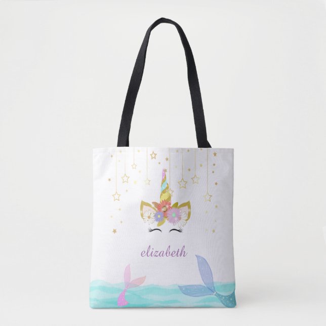 Tote Bag Mermaid Unicorn Shoulder Totes (Devant)