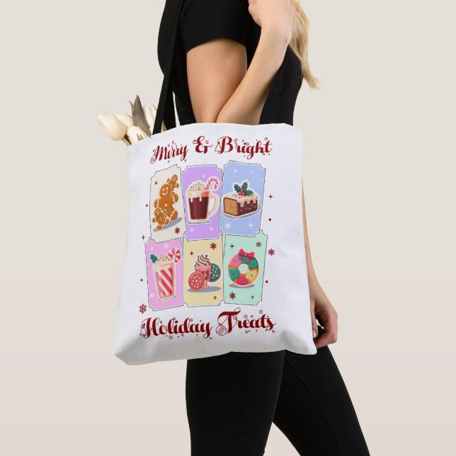 Tote Bag Merry and Bright Holiday Treats Christmas Dessert (De près)