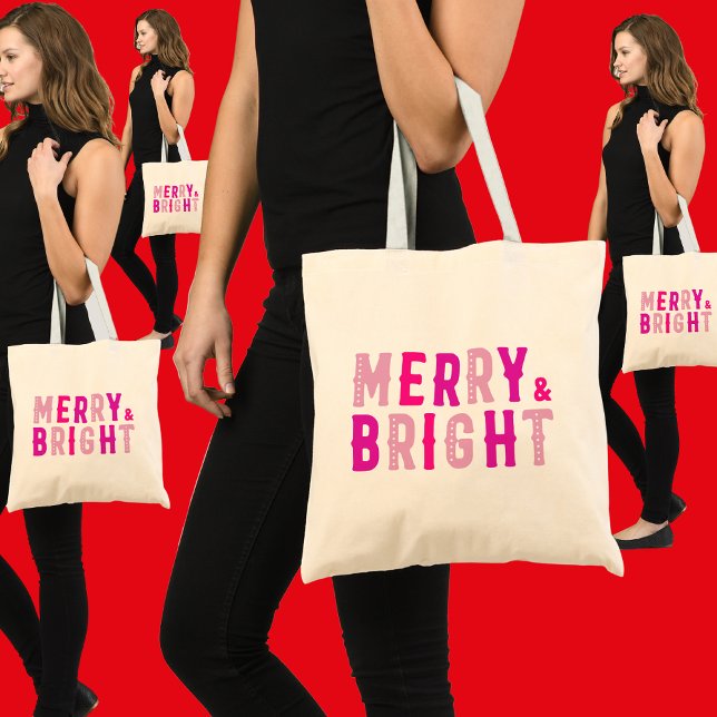 Tote Bag Merry & Bright, Joyeux Noël, Cadeau de Noël (Créateur téléchargé)